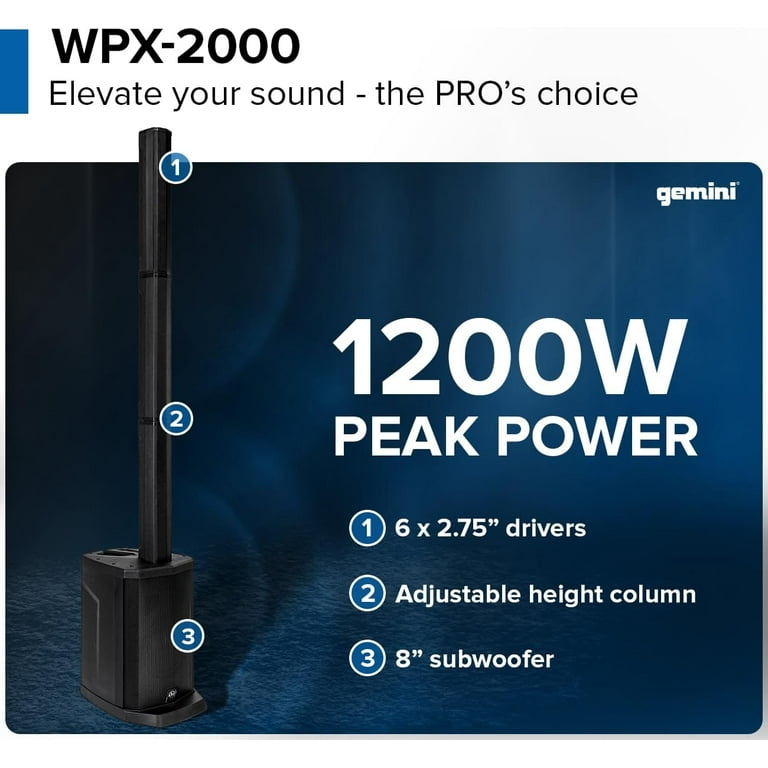 Gemini WPX-2000 DJ PA Equipment Package with Rockville Tripod Mic