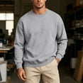 thumbnail image 2 of Enjoytime Crewneck Sweatshirt Mens Casual Long Sleeve Fleece Sweatshirts Fall Winter Lightweight Pullover Tops, 2 of 6