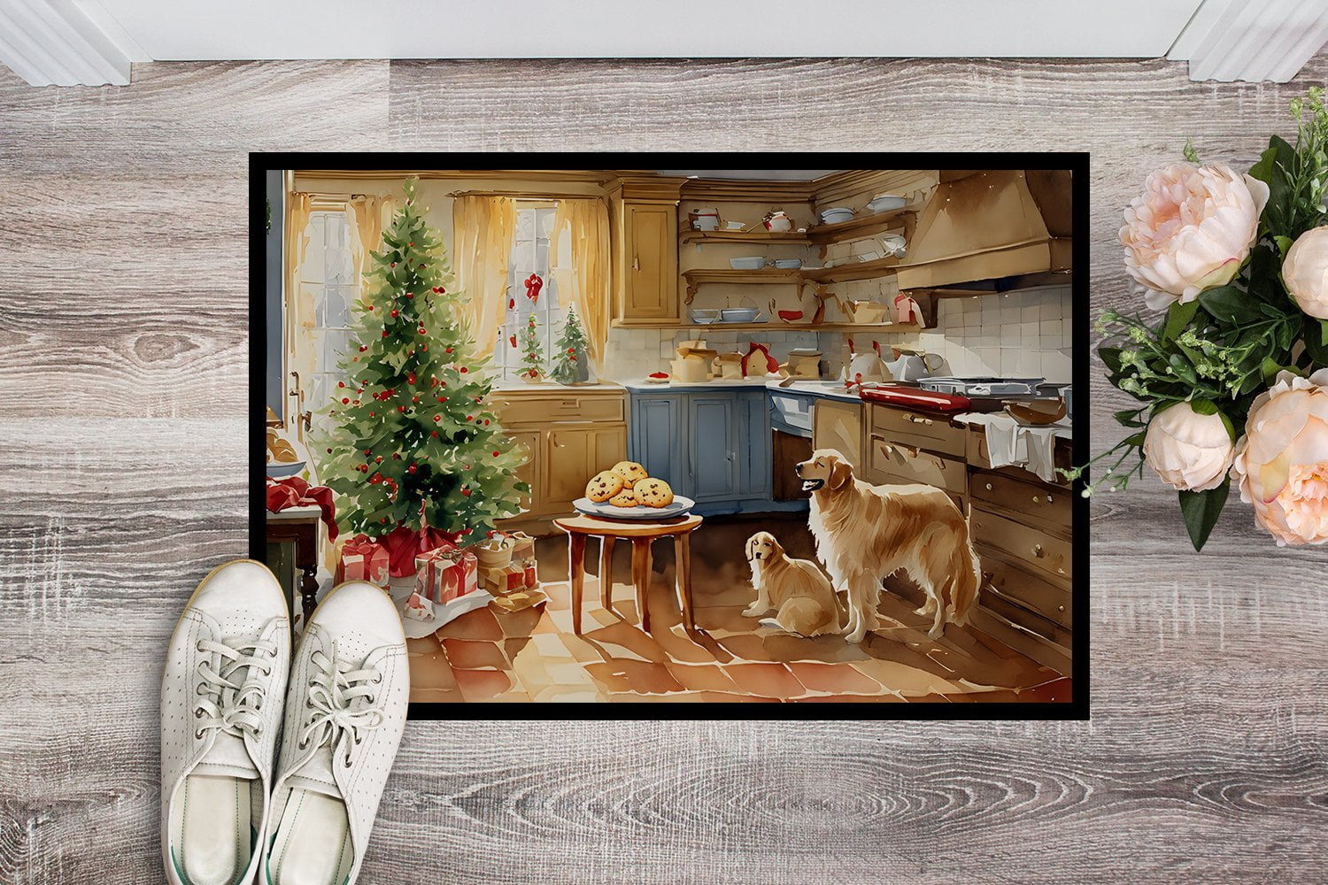 Carolines Treasures DAC3800MAT 18 x 27 in.  Golden Retriever Christmas Cookies Doormat