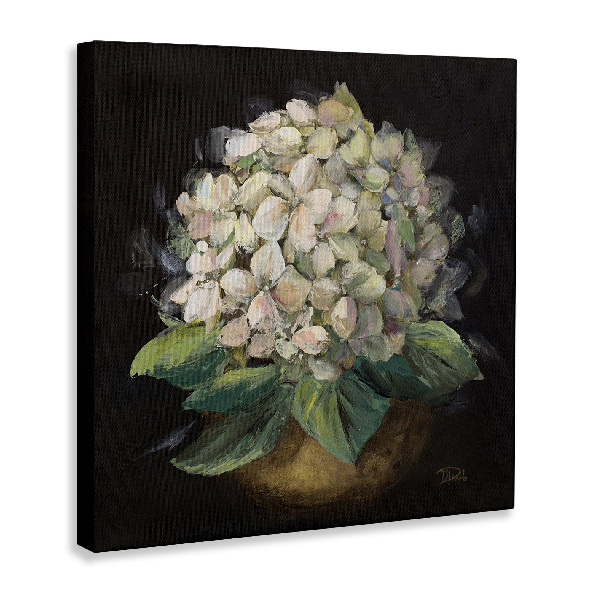 Stupell Industries Potted Hydrangea Plant Plants & Flowers Painting Wrapped Canvas Art Print Wall Art, 17 x 17