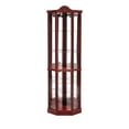 thumbnail image 6 of Lighted Corner Display Curio Cabinet Wooden Shelving Unit with Tempered Glass Door,  Bar and Liquor Storage Area with 6 Shelves，Wine Cabinet with Curved Top Carving, 6 of 17