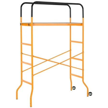 4-Step Steel Scaffold with Wheels, 440lbs Capacity, Anti-Skid Platform