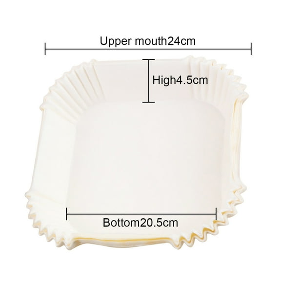 Doublures en Papier Jetables pour Friteuse à Air Chaud Carrées, Papier Parchemin Blanc 100 Pcs, Papier de Cuisson pour Rôtir au Micro-Ondes
