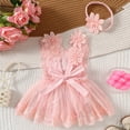 thumbnail image 4 of Sopiago Baby Girl Lace Romper Baby Tulle Dress Romper Flowers Bodysuit Spring Summer Festival Clothes with Headband Pink,0-3 Months, 4 of 6