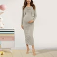 thumbnail image 2 of Kogui Maternity Dress 2 Piece Maternity Dress Cardigan Set Strapless Bodycon Maxi Tube Dresses Long for Baby Shower Photoshoot Formal (Khaki,L), 2 of 6