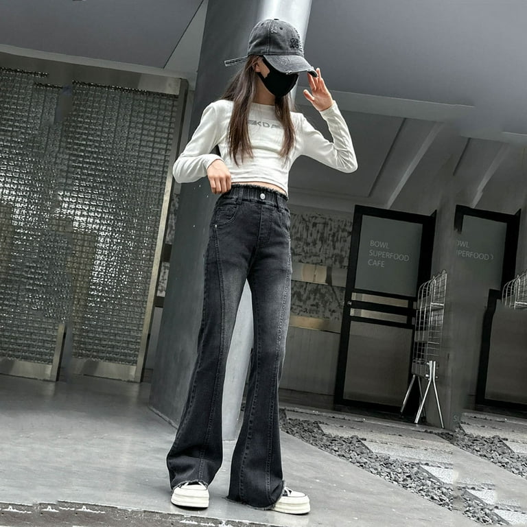 Fashion Black Jeans For Girls Kids Girls Stretchy Jeans Jet Black