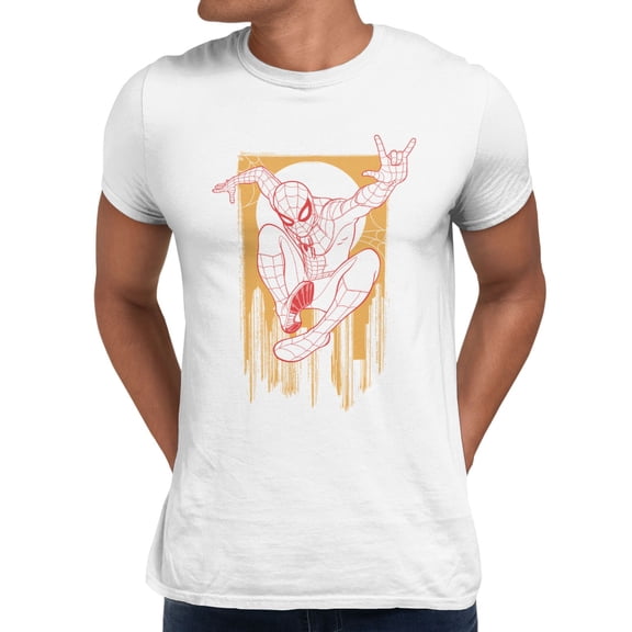 Marvel Spider-Man Brand New Day Men's Spidey Drip Line Art Poster T-Shirt (Bright White, S-XXXL)