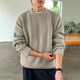 thumbnail image 6 of Chiccall Mens Crew Neck Sweaters Ribbed Knit Sweater Winter Warm Thick Casual Loose Pullover Sweater, 6 of 7