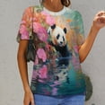 thumbnail image 6 of Funny Cute Panda Women's T-Shirt Short Sleeve T Shirts Tops Tee Ladies Loose T, 6 of 6