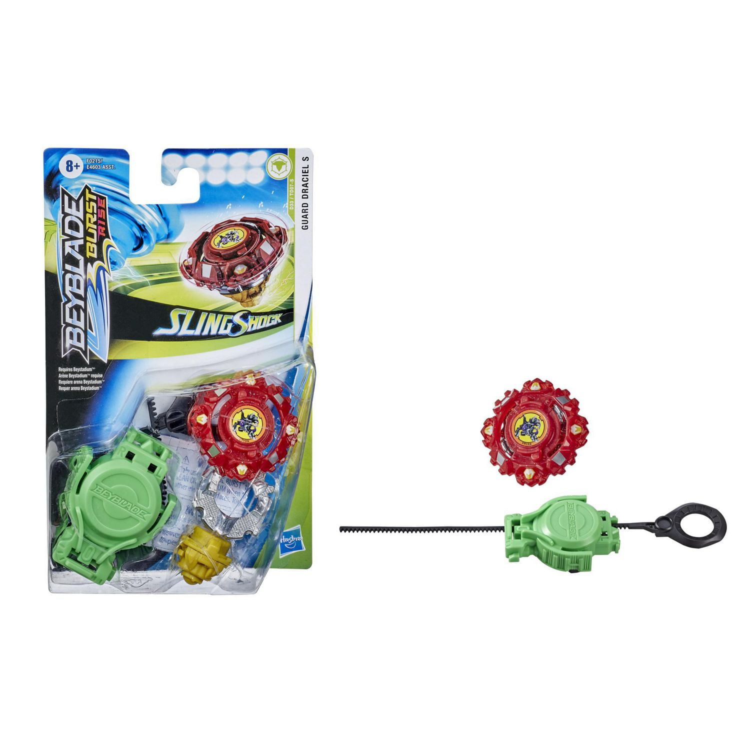 Beyblade Burst Rise Slingshock Guard Draciel S Starter Pack -- Right-Spin Battling Top Toy and Right/Left-Spin Launcher, Ages 8 and Up