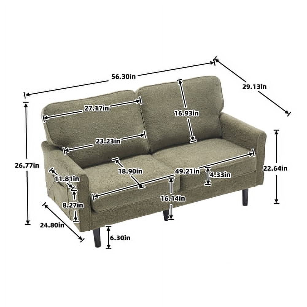 MOONMISS Mid Century Modern Loveseat,with USB & Demountable Pillow Cover for Living Room Bedroom,Green