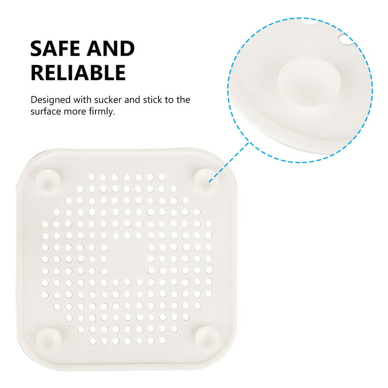 Shurin Square Drain Cover for Shower 5.7-inch TPR Drain Hair Catcher Flat Silicone Plug for Bathroom and Kitchen Grey/White Filter Sho
