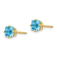 thumbnail image 2 of Primal Gold 14 Karat Yellow Gold 5mm Princess-cut Blue Topaz Earrings, 2 of 4