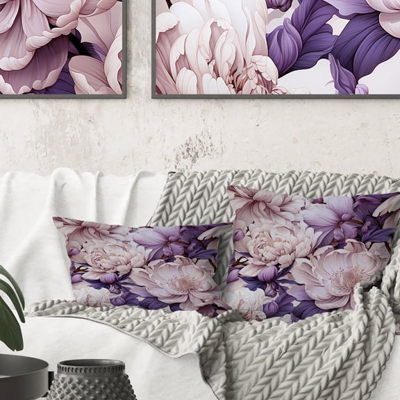 Designart "Harmonious Purple Poppies I" Floral Printed Throw Pillow