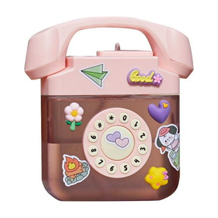 

Kangnenghuishiye New! 400ML Creative Retro Telephone Shape Water Bottle with Adjustable Shoulder Strap Kawaii Leak Proof Drinking Bottles with 3D Sticker Suitable for Outdoor Like