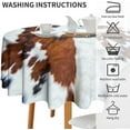 thumbnail image 6 of Cow Print Round Tablecloth, Farmhouse Brown Animal Cowhide Table Cloth Cover for Holiday Home Party Wedding Picnic Round(60x60in), 6 of 6