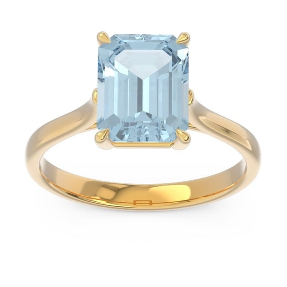 2.50 T.C.W Emerald Cut Aquamarine Gemstone Beautiful Engagement Ring for Ladies Solid 14K Yellow Gold Size 7 by Diamond-Capitals