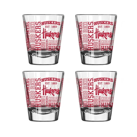 Logo Brands Nebraska Huskers 4-Pack 2oz. Shot Glass Set