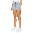 thumbnail image 2 of KHAKI & BLUE Women's Denim Shorts High Waisted All-Over Banana Embroidery Frayed Hem Jeans Casual Stretch Comfy Pants 79236Z-DM665-EM555 LT 11, 2 of 3