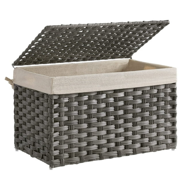 Cesta de Almacenamiento, Cesta de Lavandería de 65 L con Tapa, Bolsas de Tela Extraíbles y Asas, Plegable, para Lavadería, Dormitorio, Mantas, Ropa, Sala de Estar