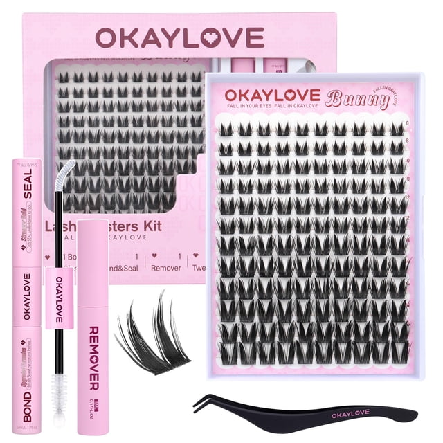Kit de extensiones de pestañas OKAYLOVE Bunny 120 piezas rizo CC