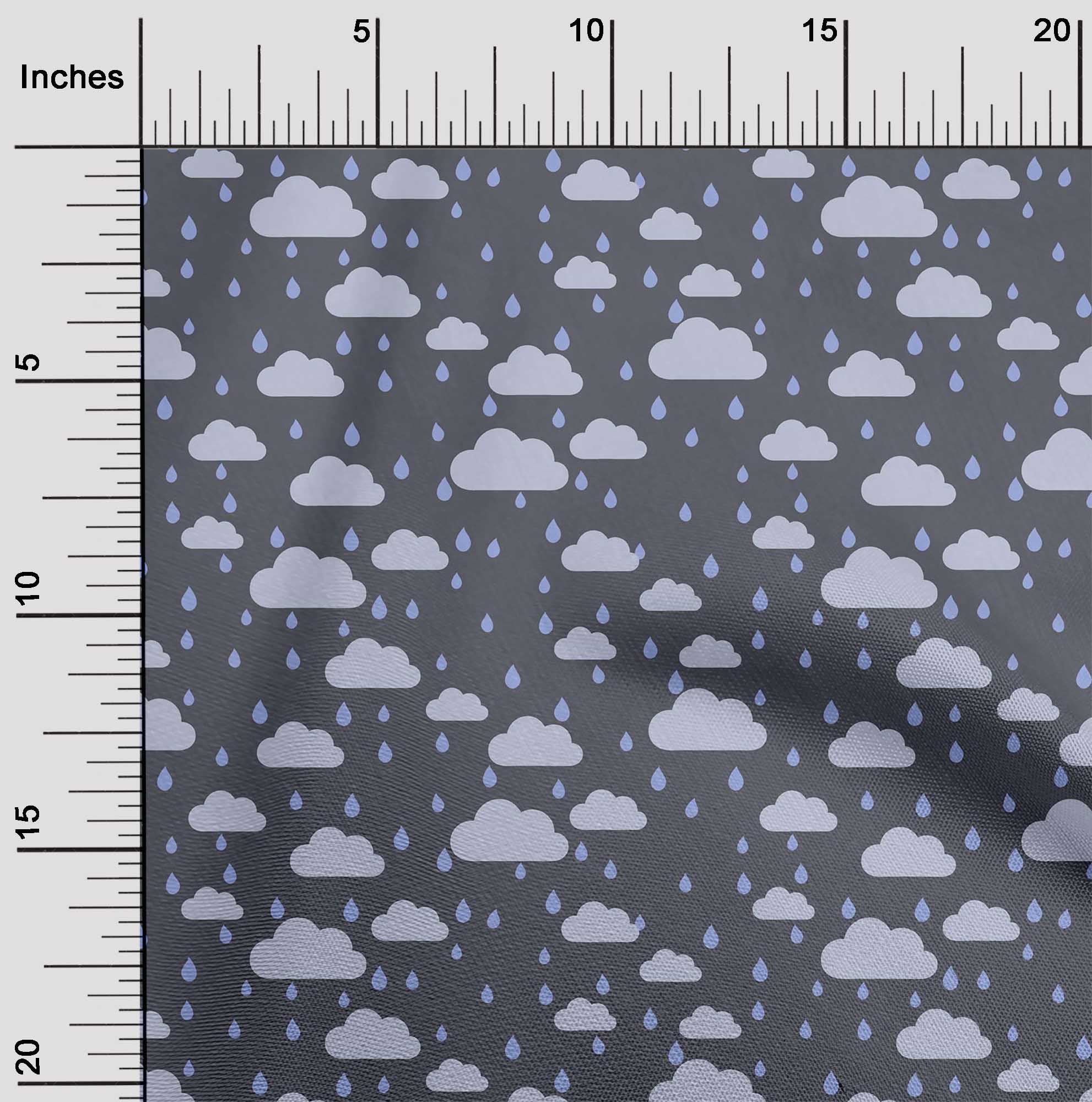 oneOone Cotton Poplin Fabric Raindrop & Clouds Nature Print Sewing Fabric BTY 56 Inch Wide