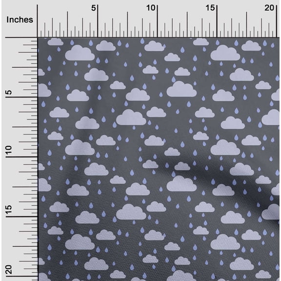oneOone Viscose Chiffon Fabric Raindrop & Clouds Nature Print Fabric by Yard 42 Inch Wide