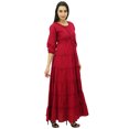 thumbnail image 4 of Bimba Robe Maxi en Coton à Manches 3/4 pour Femmes, Taille à Cordon, 4 of 8
