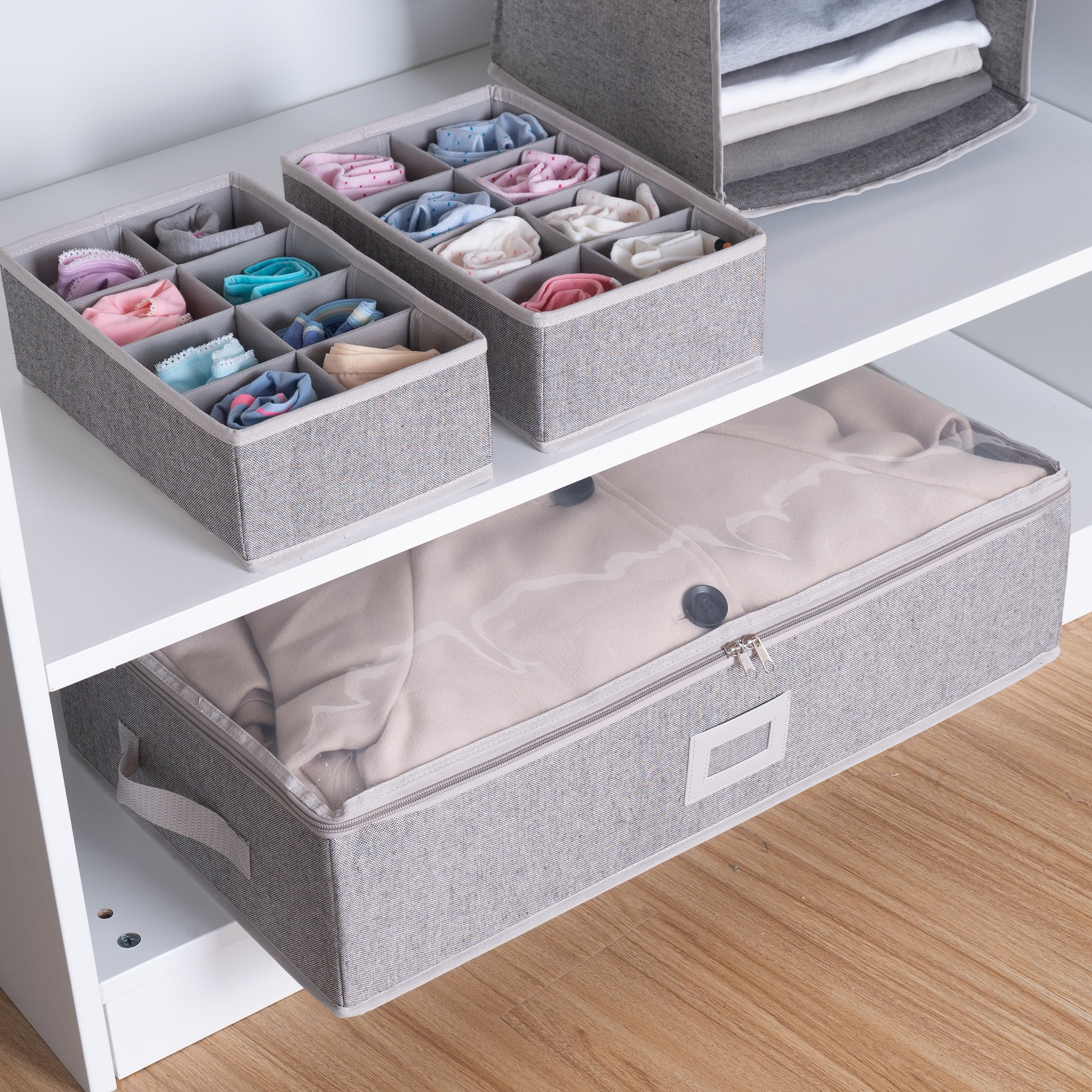 ZIP LID Storage Organiser Holder Box/Bag Section/Divider UNDER BED SHOE TIDY 