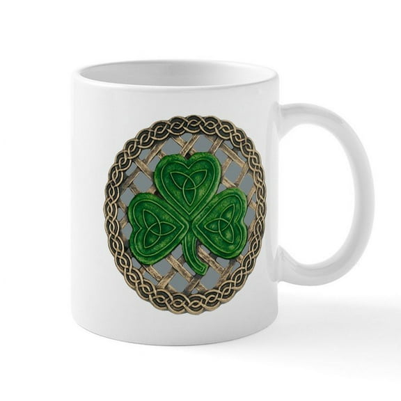 CafePress - Shamrock And Celtic Knots Mug - 11 oz Ceramic Mug - Novelty Coffee Tea Cup