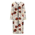 thumbnail image 3 of Yuyamidu Cute Ladybug Womens Robes Daisy Long Nightgown Orange Zipper Front Bathrobe for Women Loose Long Sleeves Robe Sleepwear Size 4XL Casual Dressing Gown, 3 of 7