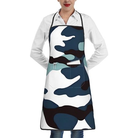 

Marine Camouflage Stain Resistant Apron Unisex Apron 1 Pocket In The Middle Suitable For Kitchen Cooking Waitress Chef Grill Apron.