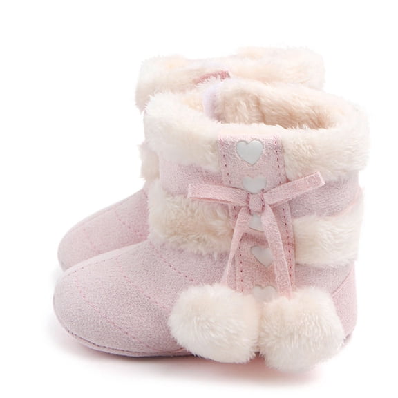 WRISTBIQUE 1 Pair Infant Snow Boots with Sweet Bowknot, Fleece Lined, Warm and Cozy for Everyday Wear