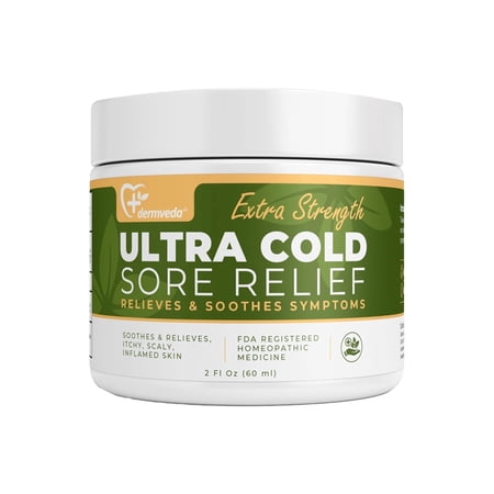Dermveda Extra Strength Ultra Cold Sore Relief Cream for Fever Blister Relief, 2 fl oz