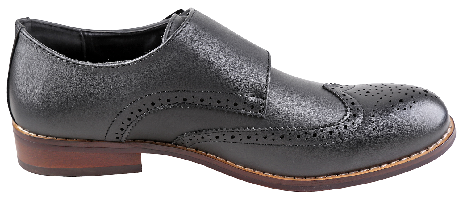 Urban Fox Allen Men's Dress Shoe | Double Monk Strap | Brogue | Wingtip Shoes for Men | Black 12 M US - image 2 of 7