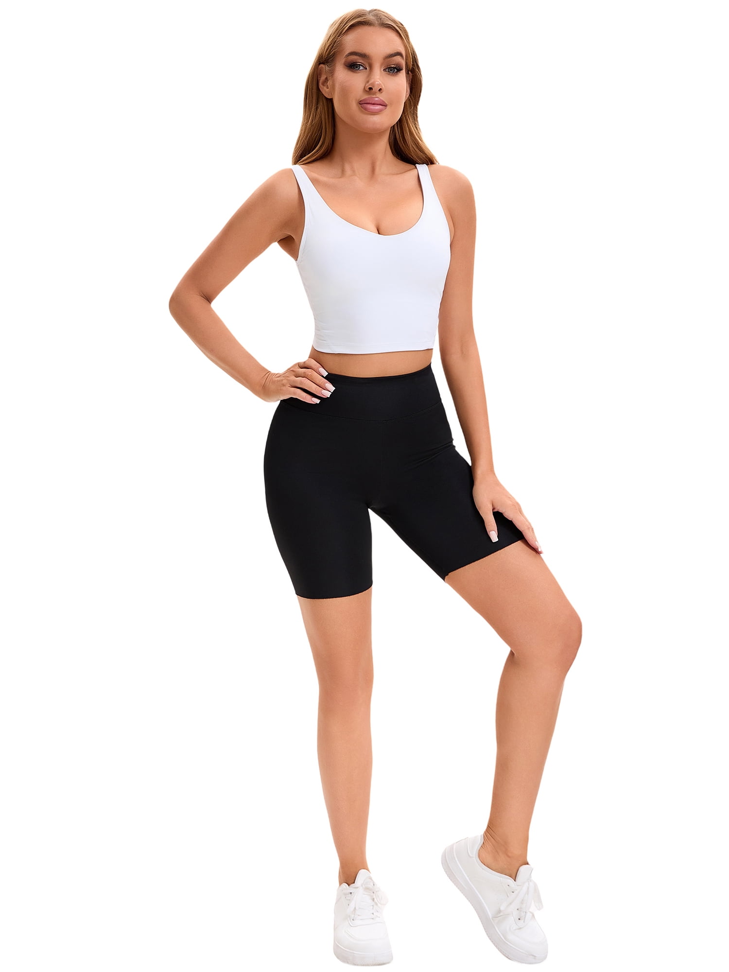 DARING DIVA Sports Bra Medium Support Workout Longline Yoga Tank Top M White