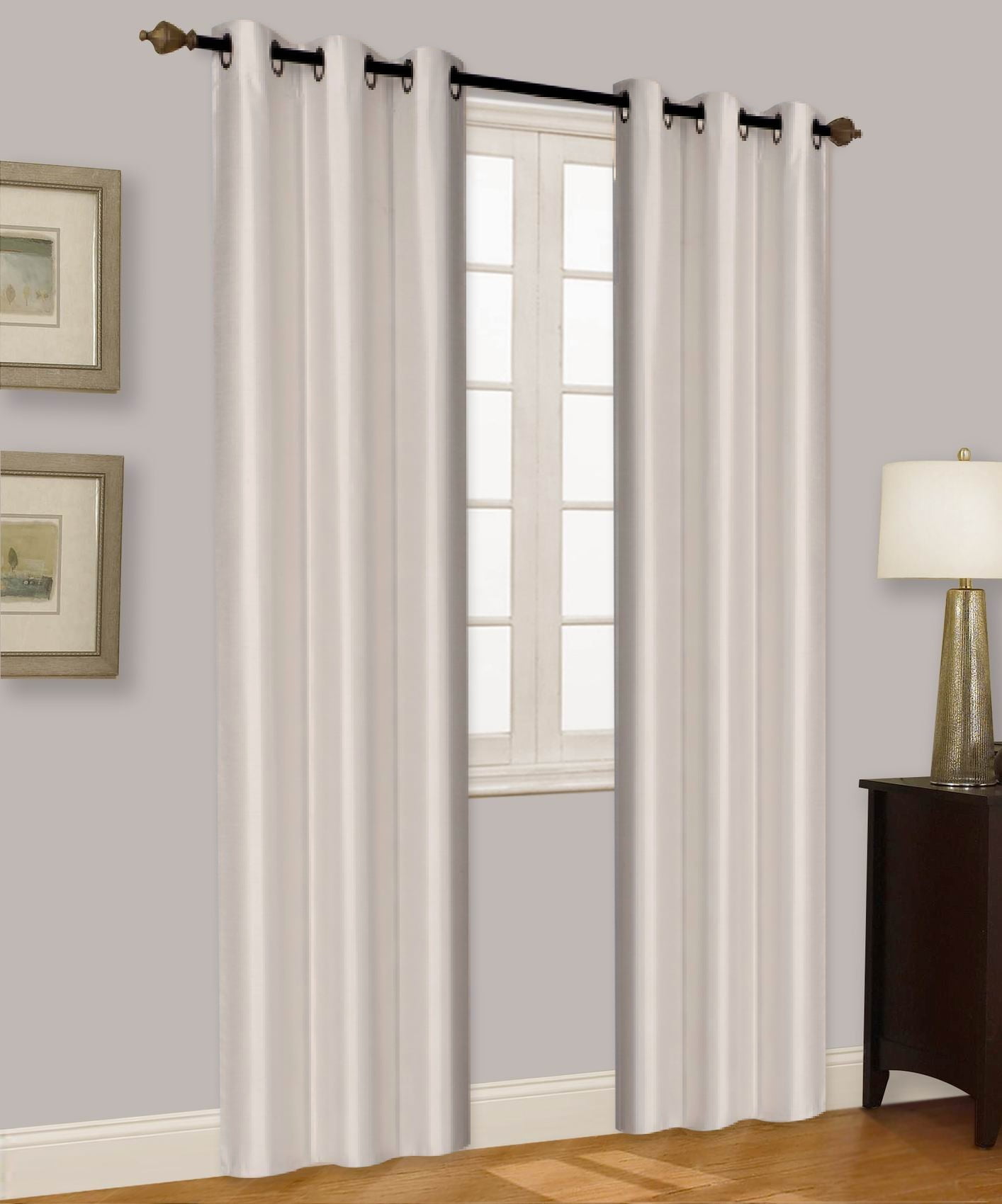 Elio Ivory 2-Piece 100% Thermal Blackout Grommet Window Curtain With Foam Backing Set, Solid Room Darkening Panels 35' X 84' Each