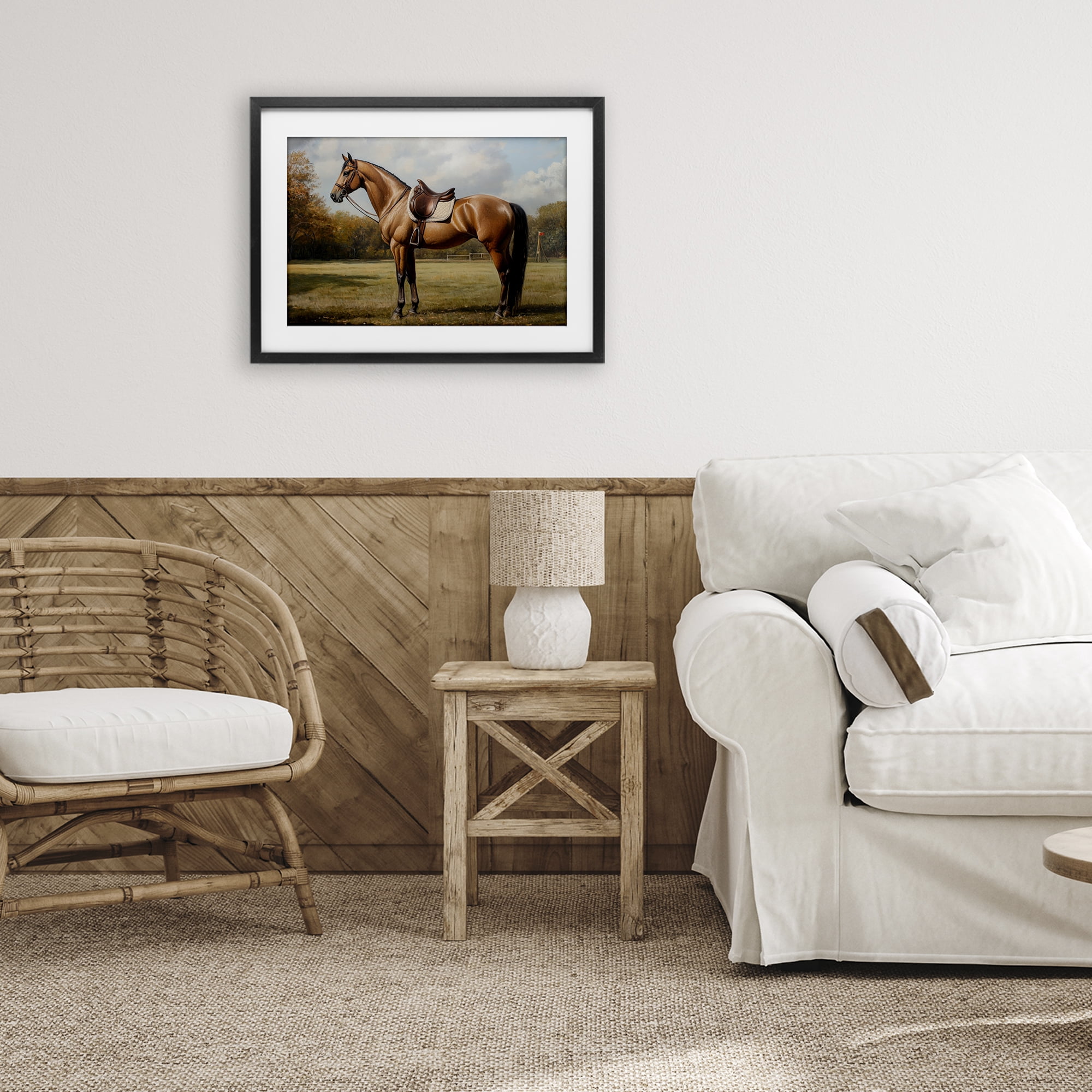 Stupell Industries Show Ready Horse with Saddle Black Framed Print Under Glass, design by Petal Prints Design