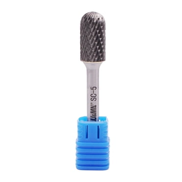 Tungsten Carbide Burr Cylinder Shape SC-5 with Radius End Double Cut Rotary Burr File (1/2" Cutter Dia X 1"Cutter Length) with 1/4'' Shank, by LU&MN