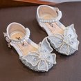 thumbnail image 2 of Odeerbi Toddler Girls Bow Princess Sandals Baby Soft Sole Princess Shoes Bright Diamond Bow Dance Performance Shoes Silver 3 Years, 2 of 6