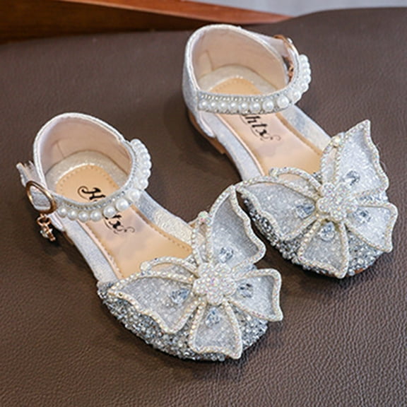 BRGZLK Toddler Baby Girls Sandals Trendy Cute Sparkle Butterfly Princess Shoes Soft Sole Rhinestone Dance Performance Shoes, Little Girls Birthday Gifts Silver 13(Little Kids)