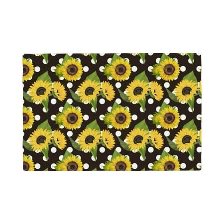 

Placemats Set of 6 Sunflowers leaf polka dots black Place mats for Dining Table Indoor/Outdoor Cute Heat Resistant Washable Table Mats(18 x 12 )