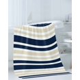 thumbnail image 3 of Navy Blue Khaki Striped Towel Set of 3, Soft Microfiber Bath Towels, Hand Towel, Washcloths, Modern Minimalist Ombre Lines Quick-Dry Absorbent Towels for Bathroom Kitchen Hotel Beach Gym Spa, 3 of 7