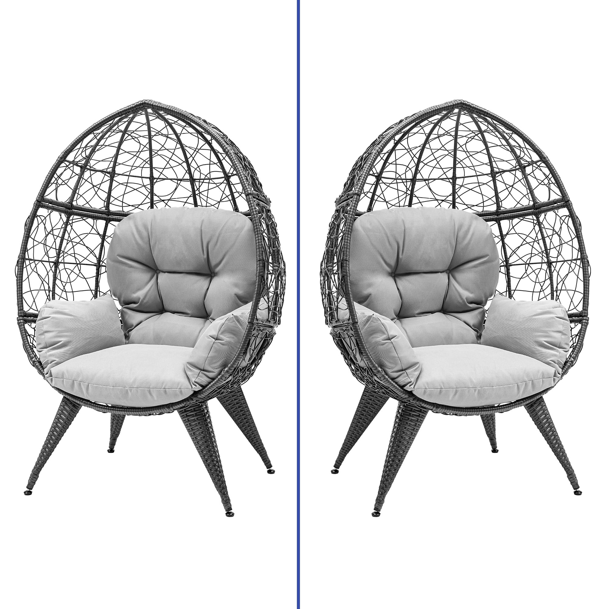 Uforic Oversized Egg Chair with Stand, Wicker Hanging Basket Chair for Indoor & Outdoor, 350lbs Capacity, Grey