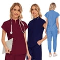 thumbnail image 1 of Ropa elástica de secado rápido para lavarse las manos Ropa de médico de manga corta Ropa quirúrgica Ropa de trabajo para salón de belleza para mujeres Conjunto de ropa para cepillos de, 1 of 5