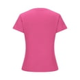 thumbnail image 5 of Otntypg Cute Women's Short Sleeve Tops Casual Scoop Neck Ribbed Knit Slim Fitted Basic Tee Shirts 2025 Summer Trendy Outfits Clothes Hot Pink XXL, 5 of 6