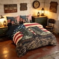 thumbnail image 2 of Manfei Retro Camo Boot Twin Bedding, Vintage US Flag Bedding Comforter Set, Red White Blue, Black Reversible 7 Pieces, 2 of 6