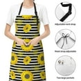 thumbnail image 6 of Lsque Sunflowers On Black And White Stripes Waterproof Apron Chef Aprons for Men Heavy Duty Chemical Work Apron Extra Long Grilling Aprons with Adjustable Bib Apron, 6 of 9