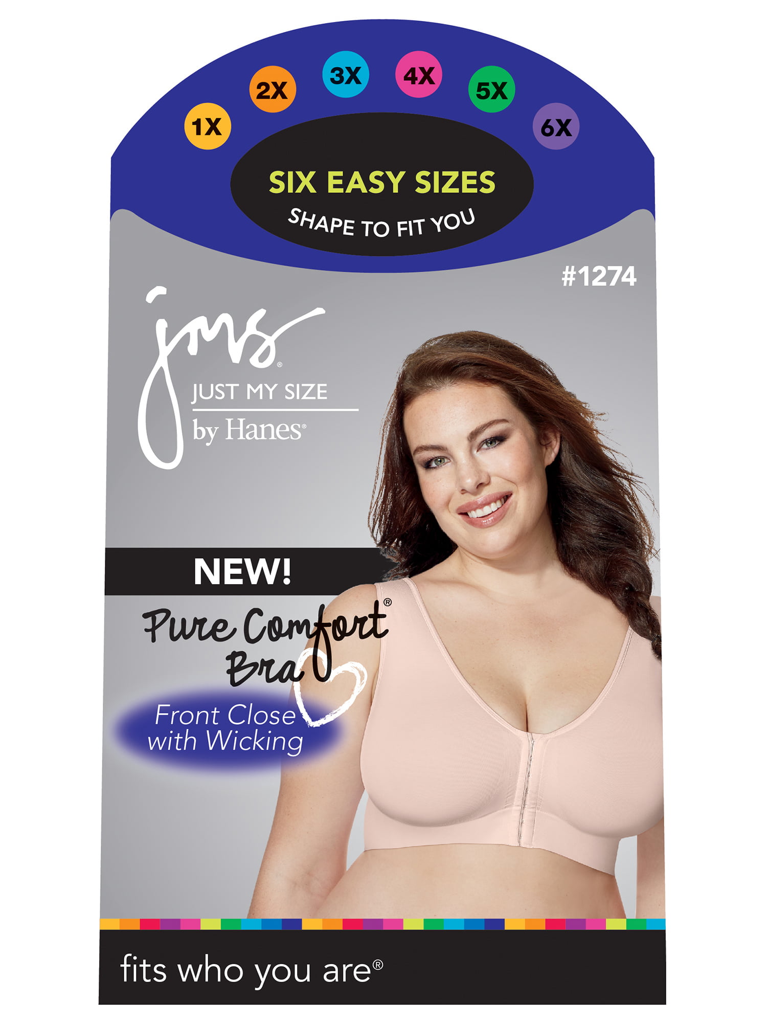 Hanes Just My Size Pure Comfort Front-Close Seamless Bra Sandshell
