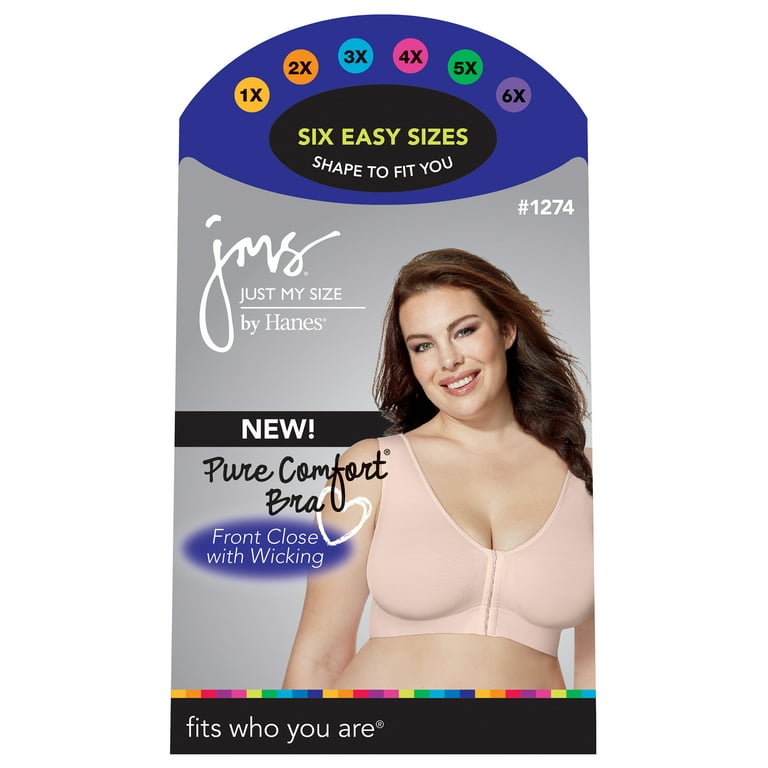 Just my Size Women's Plus Size Pure Comfort Front-Close Wirefree Bra, Style  1274 